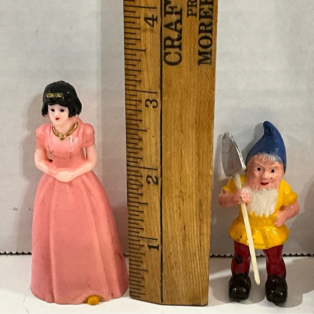 Vintage Snow White and Three Dwarves Cake Toppers Plastic